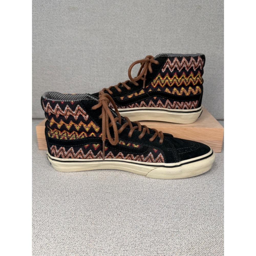 Vans Sk8-Hi Southwestern Zigzag Woven Black Suede High Top Sneakers Mens‎ 5.5 W7